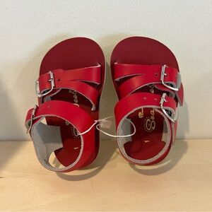 Saltwater NEW Red Double-Buckle Leather Sandals size 1